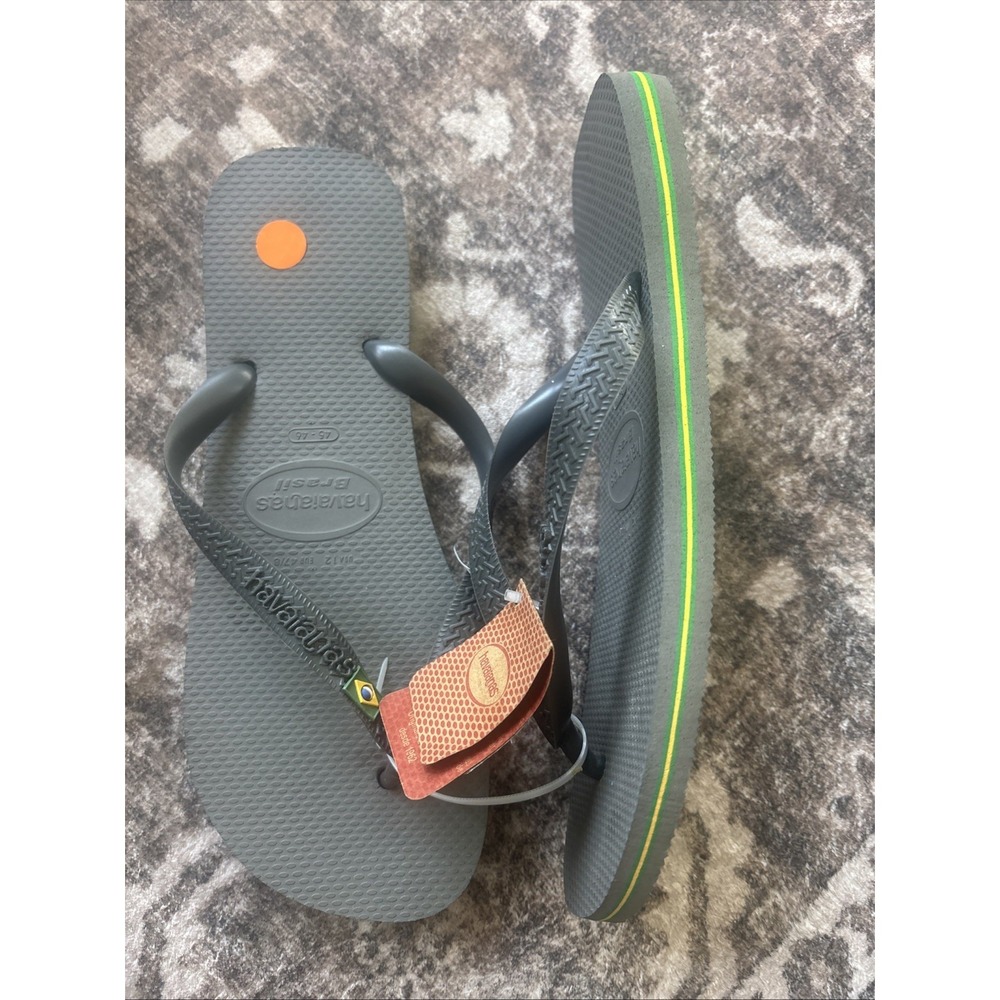 Havaianas Gray Flag Logo Flip Flops Men's Size 13 (45-46) NEW Brazil Sandals